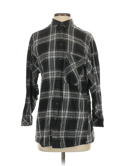 Pre-owned Zara Basic 3/4 Sleeve Button Down Shirt In Black