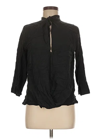 Pre-owned Zara Basic 3/4 Sleeve Button Down Shirt In Black