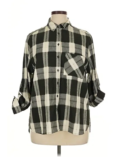 Pre-owned Zara Basic 3/4 Sleeve Button Down Shirt In Black