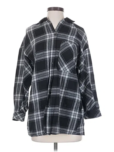 Pre-owned Zara Basic 3/4 Sleeve Button Down Shirt In Black