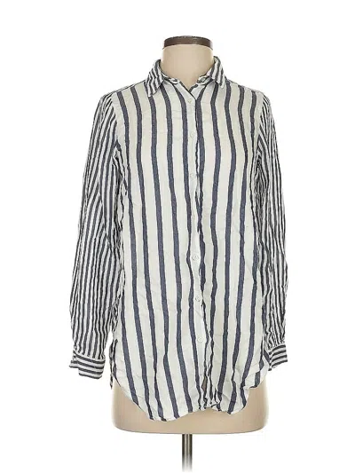 Pre-owned Zara Basic 3/4 Sleeve Button Down Shirt In Blue