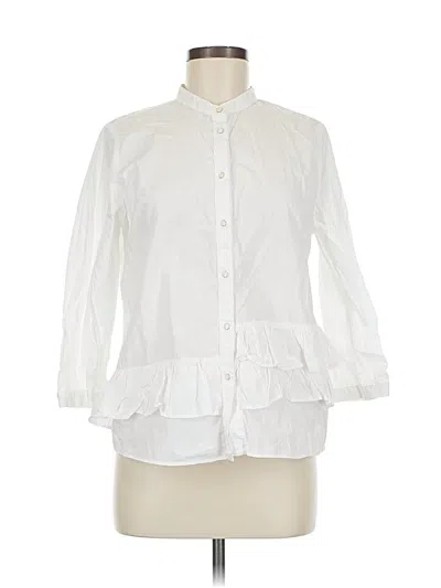 Pre-owned Zara Basic 3/4 Sleeve Button Down Shirt In White