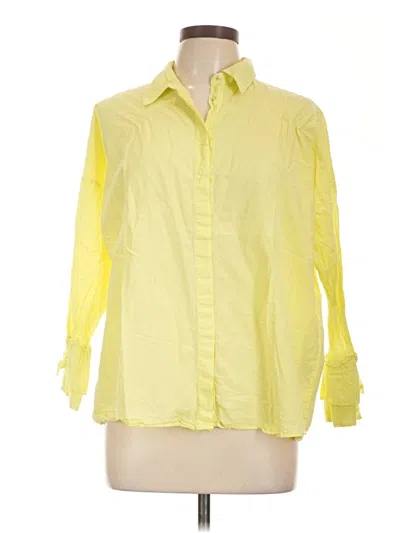 Pre-owned Zara Basic 3/4 Sleeve Button Down Shirt In Yellow