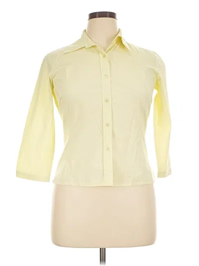 Pre-owned Zara Basic 3/4 Sleeve Button Down Shirt In Yellow