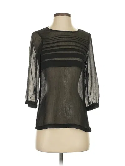 Pre-owned Zara Basic 3/4 Sleeve Top Black Boatneck Tops