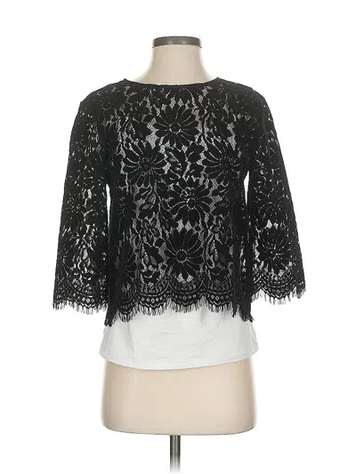 Pre-owned Zara Basic 3/4 Sleeve Top Black Boatneck Tops