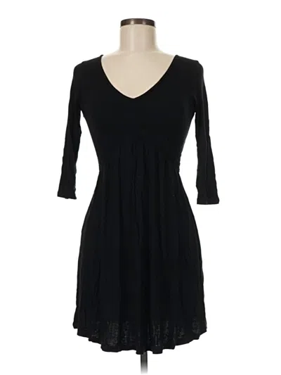 Pre-owned Zara Basic 3/4 Sleeve Top Black Sweetheart Neckline Tops