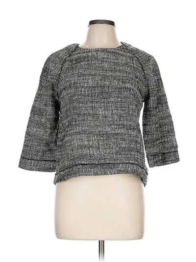 Pre-owned Zara Basic 3/4 Sleeve Top Gray Square Neckline Tops