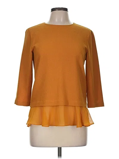 Pre-owned Zara Basic 3/4 Sleeve Top Orange Boatneck Tops