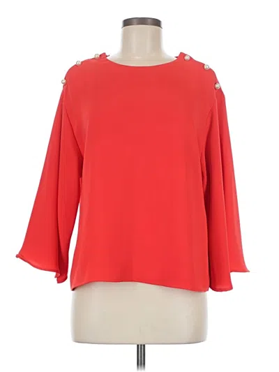 Pre-owned Zara Basic 3/4 Sleeve Top Red Boatneck Tops