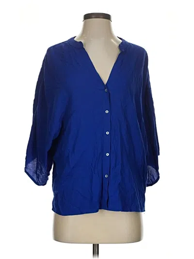 Pre-owned Zara Basic 3/4 Sleeve T-shirt In Blue