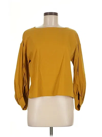 Pre-owned Zara Basic 3/4 Sleeve T-shirt In Gold