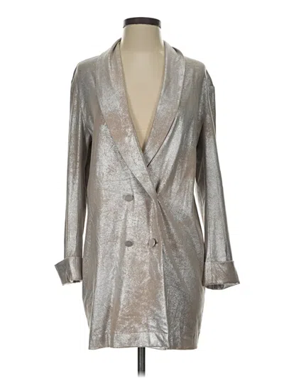 Pre-owned Zara Basic Blazer Jacket In Silver