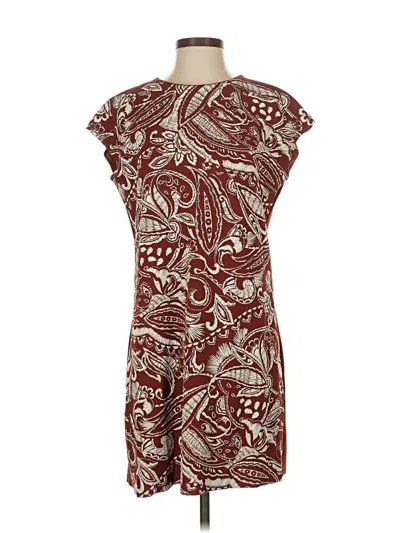 Pre-owned Zara Basic Casual Dress In Burgundy