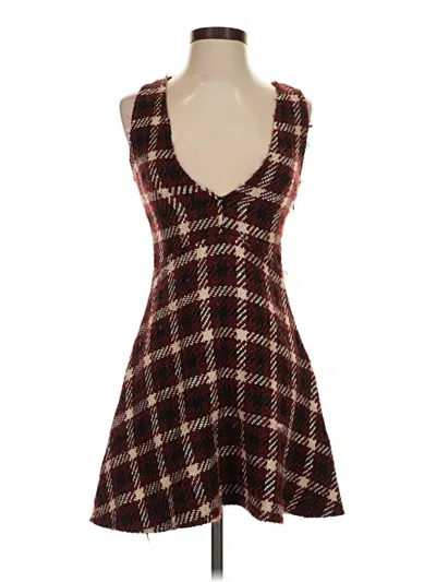 Pre-owned Zara Basic Casual Dress In Burgundy