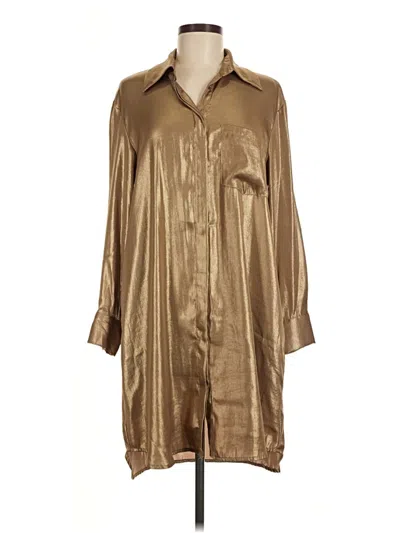 Pre-owned Zara Basic Casual Dress In Gold