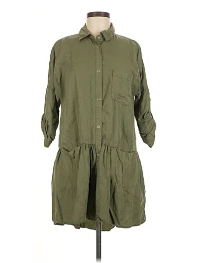 Pre-owned Zara Basic Casual Dress In Green