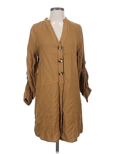 Pre-owned Zara Basic Casual Dress In Tan