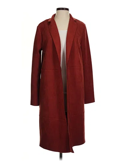Pre-owned Zara Basic Coat In Burgundy