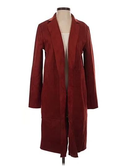Pre-owned Zara Basic Coat In Burgundy