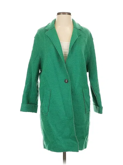 Pre-owned Zara Basic Coat In Green