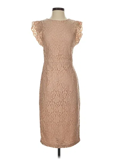 Pre-owned Zara Basic Cocktail Dress In Tan