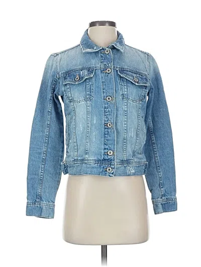 Pre-owned Zara Basic Denim Jacket In Blue