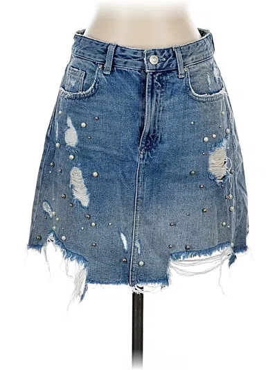 Pre-owned Zara Basic Denim Skirt In Blue