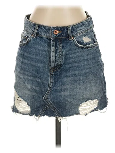 Pre-owned Zara Basic Denim Skirt In Blue