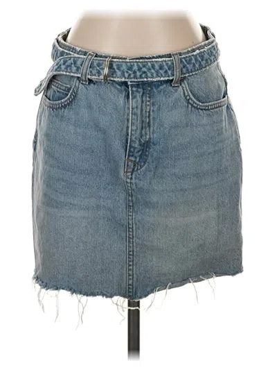 Pre-owned Zara Basic Denim Skirt In Blue