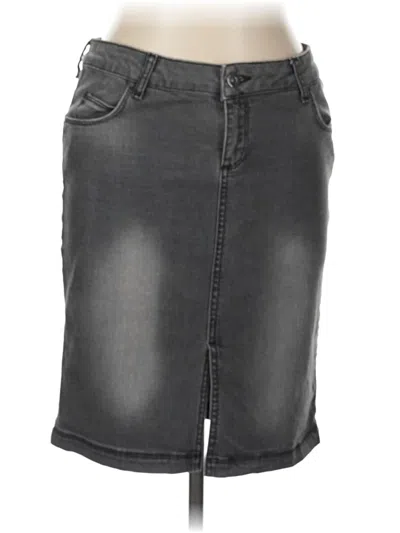 Pre-owned Zara Basic Denim Skirt In Gray