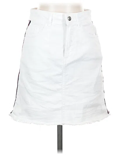 Pre-owned Zara Basic Denim Skirt In White