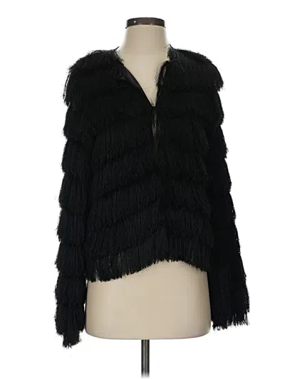 Pre-owned Zara Basic Faux Fur Jacket In Black