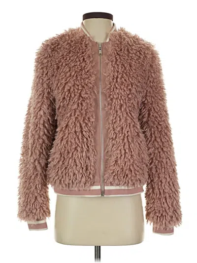 Pre-owned Zara Basic Faux Fur Jacket In Brown