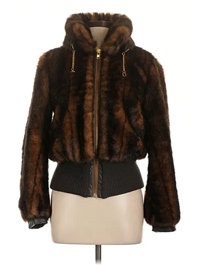 Pre-owned Zara Basic Faux Fur Jacket In Brown