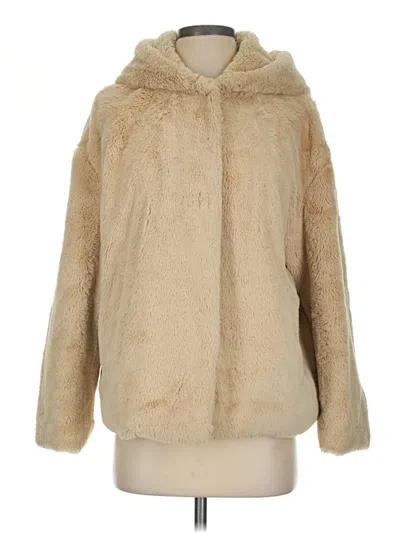 Pre-owned Zara Basic Faux Fur Jacket In Gold