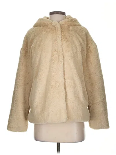 Pre-owned Zara Basic Faux Fur Jacket In Ivory