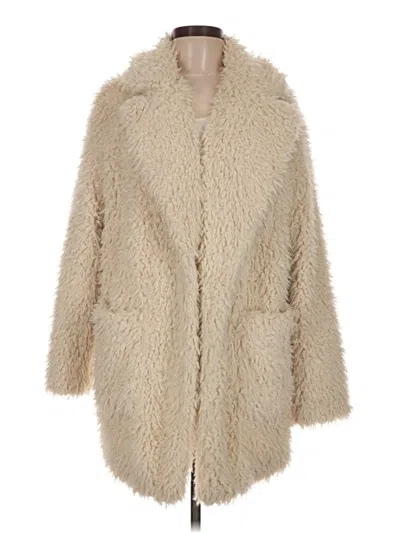 Pre-owned Zara Basic Faux Fur Jacket In Tan