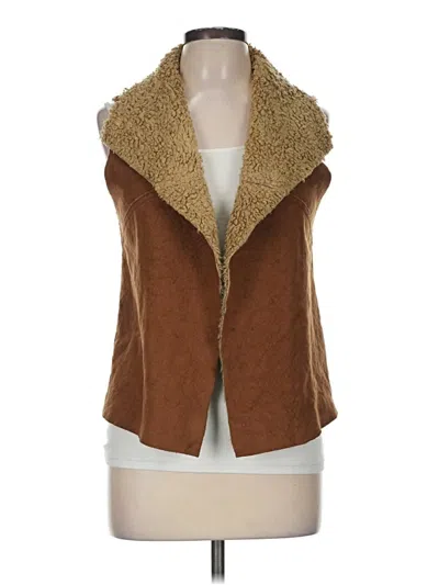 Pre-owned Zara Basic Faux Fur Vest In Brown