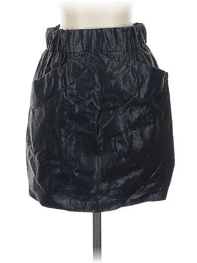 Pre-owned Zara Basic Faux Leather Skirt In Black