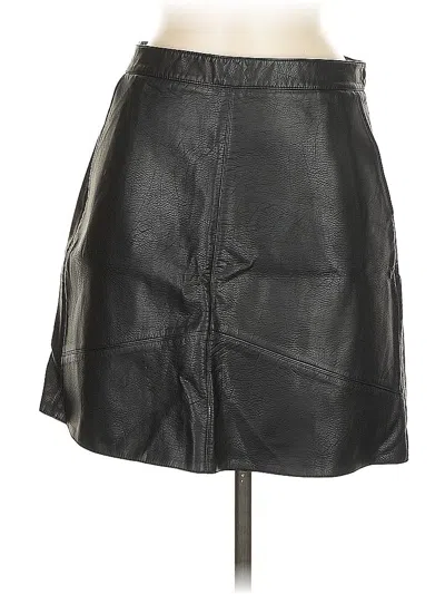 Pre-owned Zara Basic Faux Leather Skirt In Black
