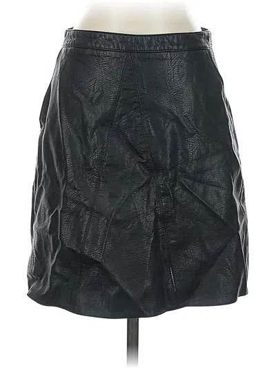 Pre-owned Zara Basic Faux Leather Skirt In Black