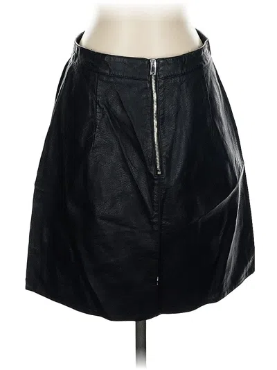 Pre-owned Zara Basic Faux Leather Skirt In Black