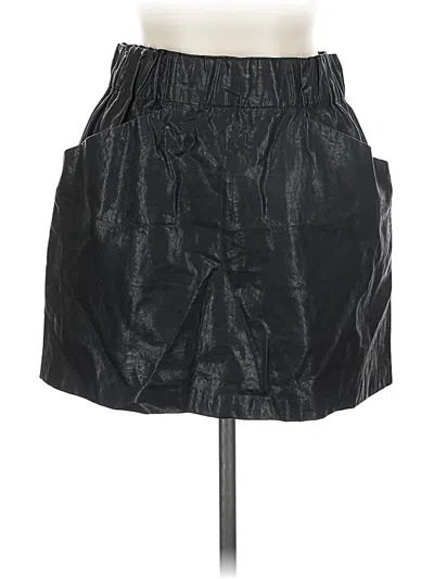 Pre-owned Zara Basic Faux Leather Skirt In Black