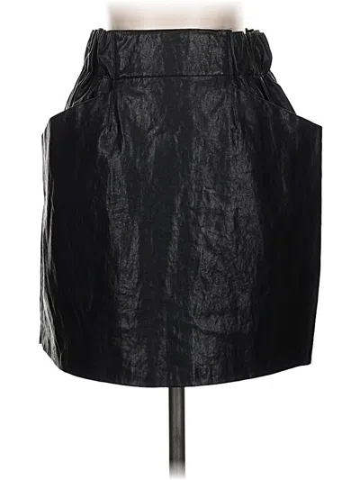 Pre-owned Zara Basic Faux Leather Skirt In Black