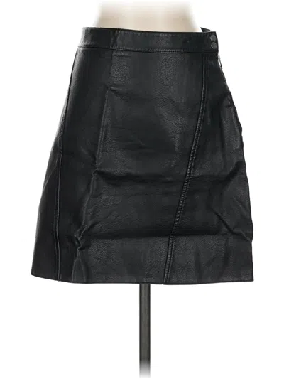 Pre-owned Zara Basic Faux Leather Skirt In Black