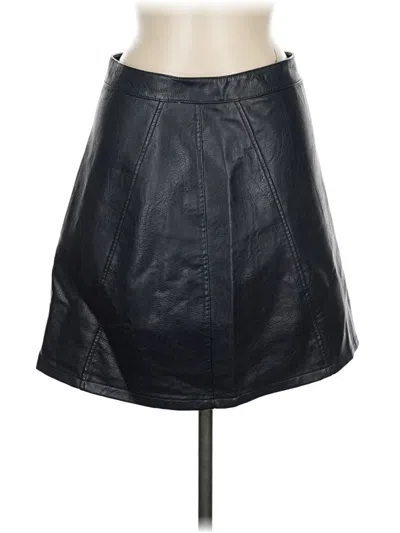Pre-owned Zara Basic Faux Leather Skirt In Black