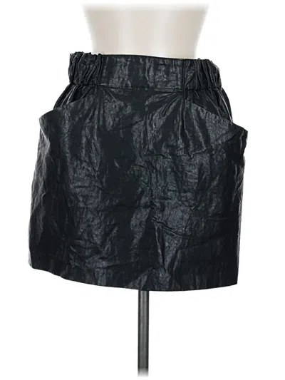 Pre-owned Zara Basic Faux Leather Skirt In Black
