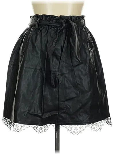 Pre-owned Zara Basic Faux Leather Skirt In Black