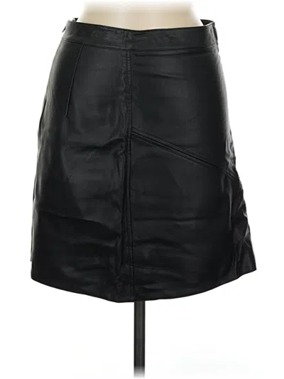 Pre-owned Zara Basic Faux Leather Skirt In Black